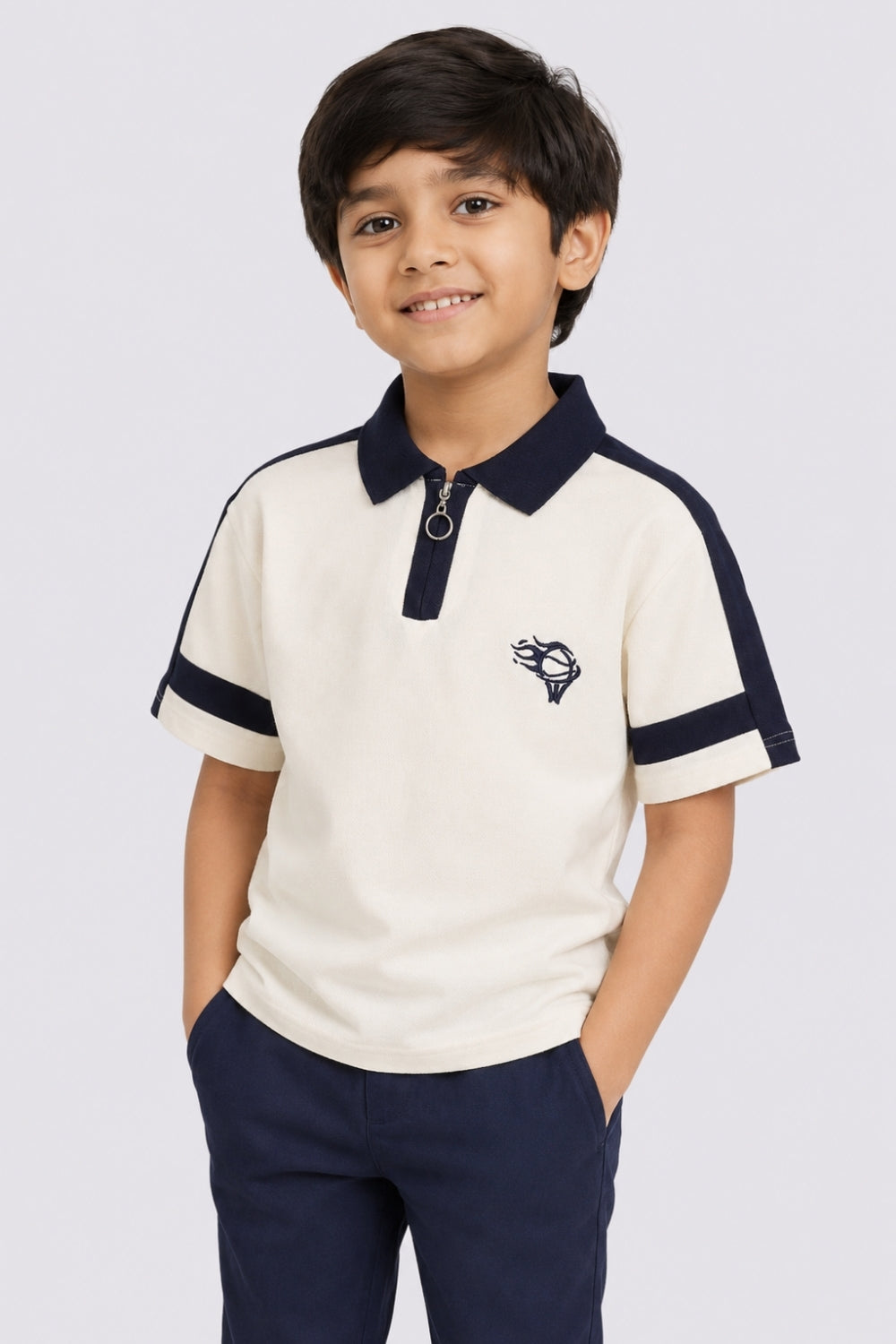 Tweens Boys Off White Polo T-Shirt