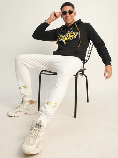 Lzuri Fashion Hip-Hop Back Printed Black Winter Hoodie for Men