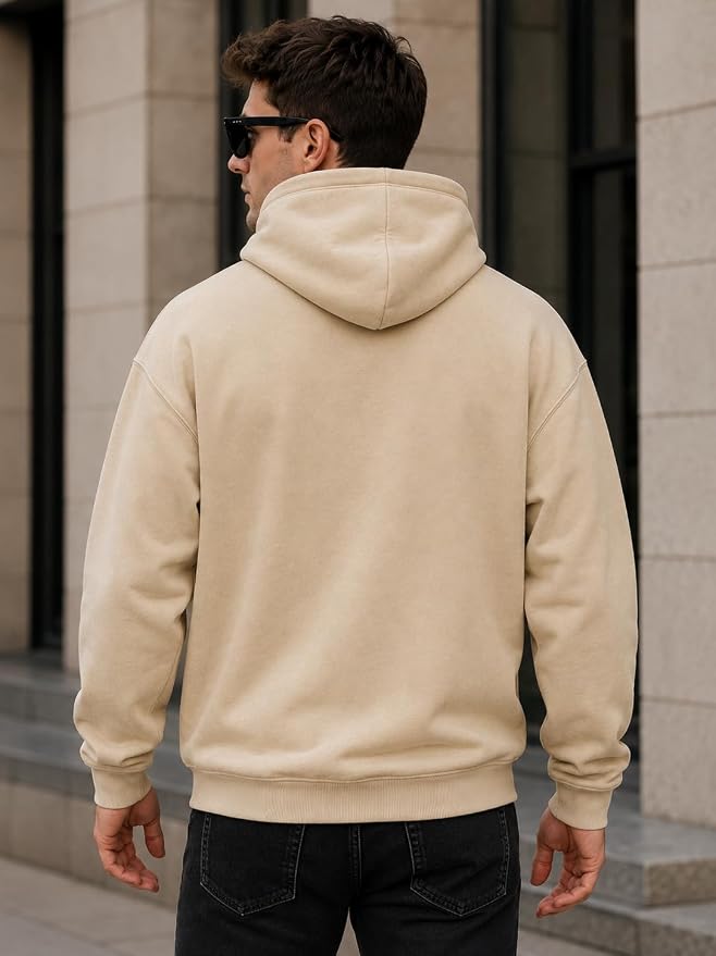 Men's Beige "Los Angeles California" Printed Oversized Hoodie