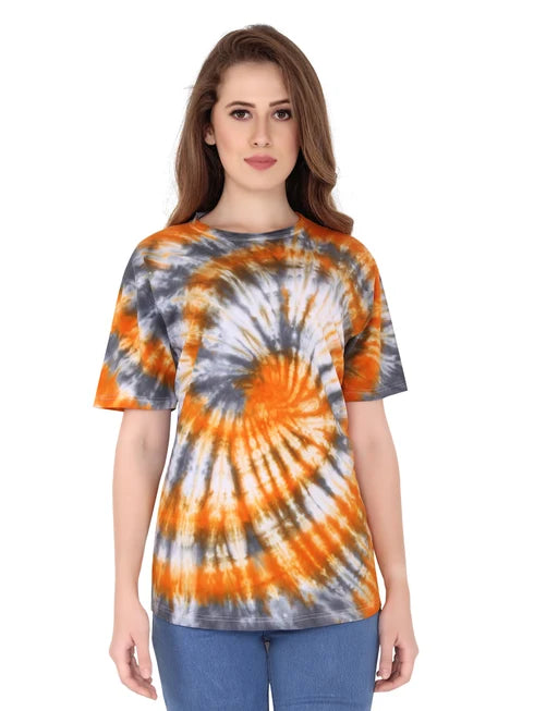 Lzuri Fashion Women's Printed Cotton Tie-Dye T-Shirt – Multicolor