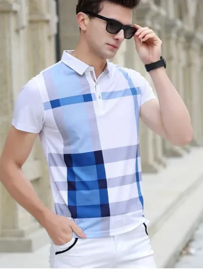 Mens Half Sleeve Solid Colour Polo T shirt with Collar